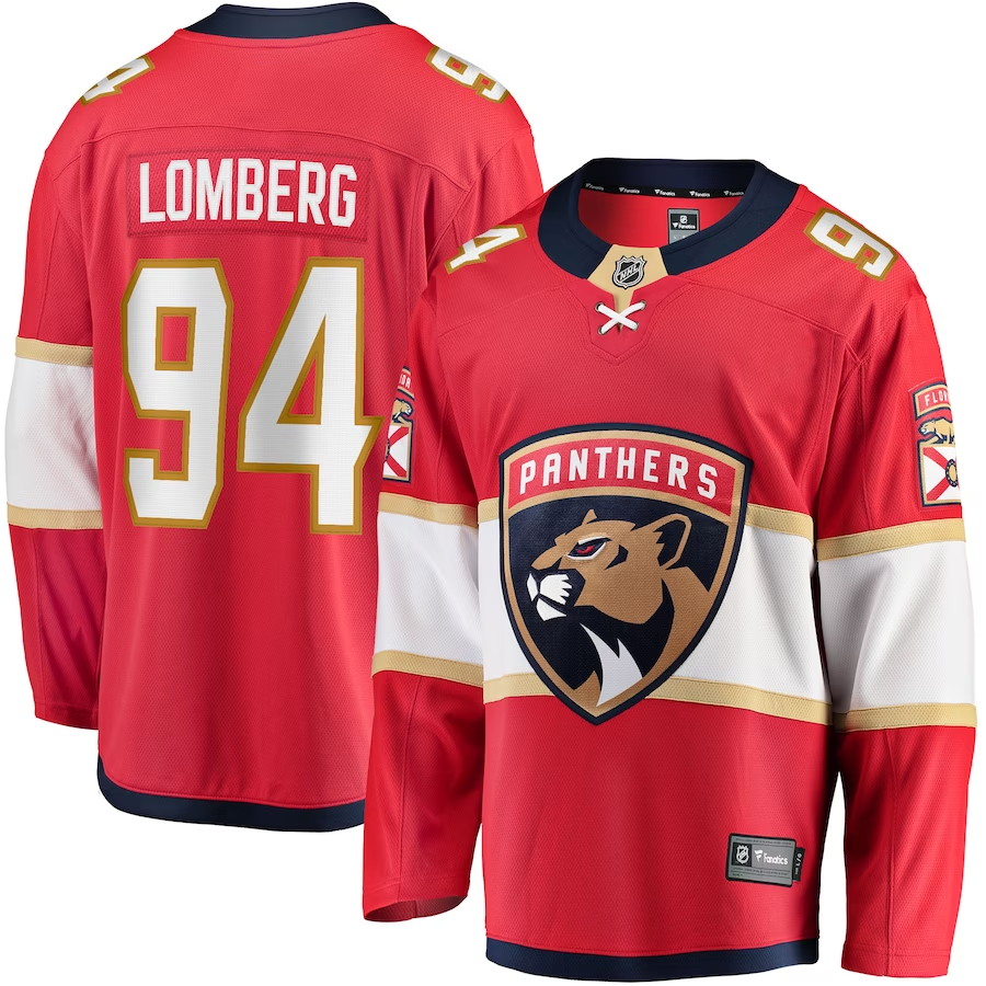 Men's Florida Panthers Ryan Lomberg #94 Red Home Breakaway Jersey